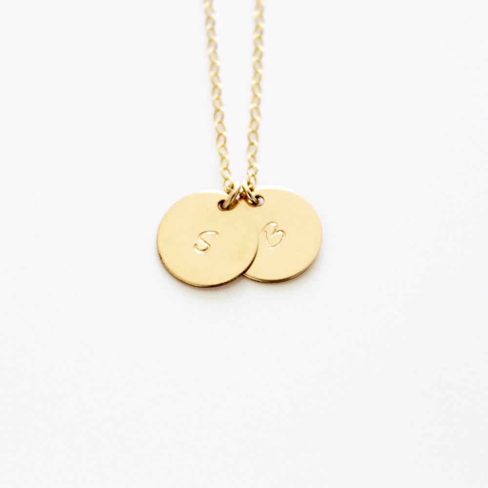 Personalized Initials Necklace, 2 Discs.